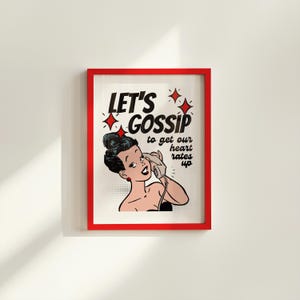 Let's Gossip-Digital Prints-Wall Art Print-Retro Cartoon Art-Downloadable Print-Bar Art Prints-Living Room Decor-Funny Wall Art-Trendy Art
