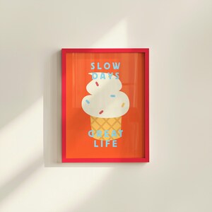 Eis Dekor, süße Kochkunst, Küchen Wanddruck, Minimalistische Cartoon, Eis Kunstdruck, Retro Eis Kunst, Wand Kunst Druck