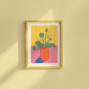 Ramo de flores rosas, arte floral abstracto, impresión de arte mural, descarga digital, arte botánico, impresión de arte retro, arte floral, GS Print Shoppe
