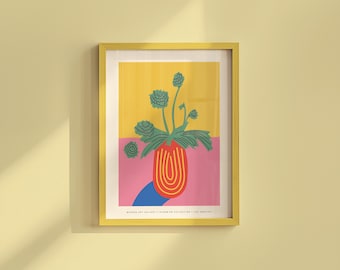 Abstract Floral Art Print: Pink Flower Bouquet (Digital Download)