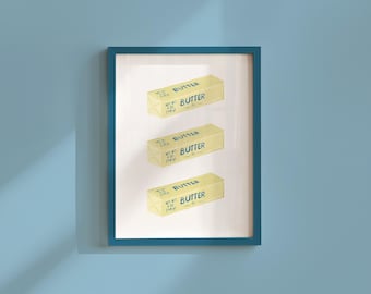 Butter Wall Art: Retro Pop Style - Digital Kitchen Print