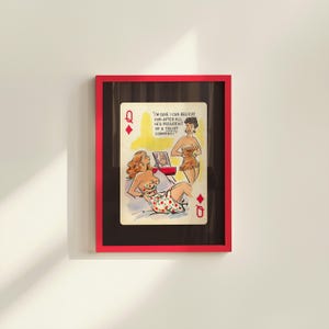 Arte de parede em quadrinhos, arte de parede engraçada, impressão de cartas de baralho, arte feminista, impressão de arte retrô, cartas de baralho vintage, arte de desenho animado feminino, arte de apartamento
