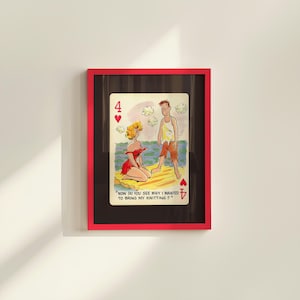Comic Wall Art, Funny Wall Art, Playing Card Print, Feminist Art, Retro Art Print, Vintage Playing Card, Girly Cartoon Art, Apartment Art