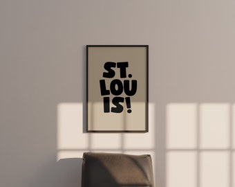 St.Louis Art Print,Digital Art Download,Black STL Wall Art,Cute Trendy Art,St. Louis Posters,STL Wall Poster,Beige Posters