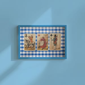 Stile vintage, stampa artistica di carte da gioco, poster di assi, decorazione da parete, download digitale, arredamento retrò, arte stampabile, arte vintage, decorazione artistica blu