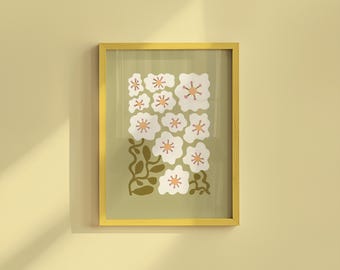 Abstract Floral Art Print: 70s Groovy Flower Poster (Digital Download)