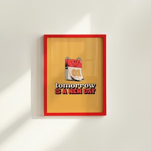 Inspirujący cytat retro, pozytywny nadruk, jutro jest nowy dzień, modny wydruk, typografia ścienna, wydrukowany cytat, motywująca sztuka