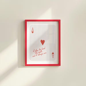 Herz-Ass-Wandkunst | Retro Kartenposter | Glückliches Mädchen-geschwür ästhetisches Druck | Trendige Wohnheim Dekoration | Inspirierende Zitate