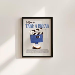休憩ポスター、映画の壁掛けプリント、楽しい教室の装飾、ダウンロード可能なアート、ポップアート、デジタルプリント、ポジティブな壁掛けアート、学校アート