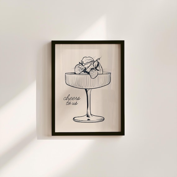 Retro Kitchen Print: Cheers to Us Cocktail Art (Digital Download)