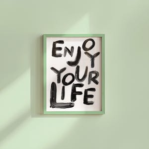 Pósteres de pared con citas, arte de pared con gratitud, disfruta de tu vida, decoración retro, arte con citas, arte de pared grande en negro, póster para habitación de niños, impresiones de gratitud