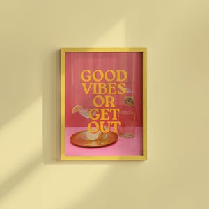 Good Vibes Art Print-Digital Art Prints-Cocktail Wall Art-Retro Photo Prints-Retro Photo Art Print-Preppy Art-Grainy Gradient-Trendy Print
