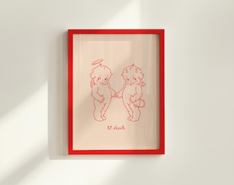 Schattige kleine duivelse tekenfilmkunst, engel, Kewpie (digitale download)