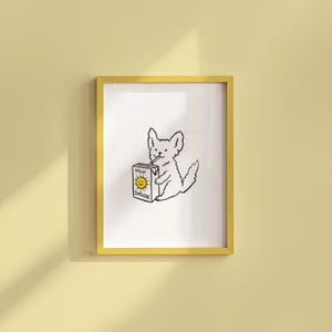 Cute Dog Illustration Art-Digital Download-Cute Wall Print-Retro Decor-Girly Print-Downloadable Art-Large Print-Funny Art-Dog Art Print