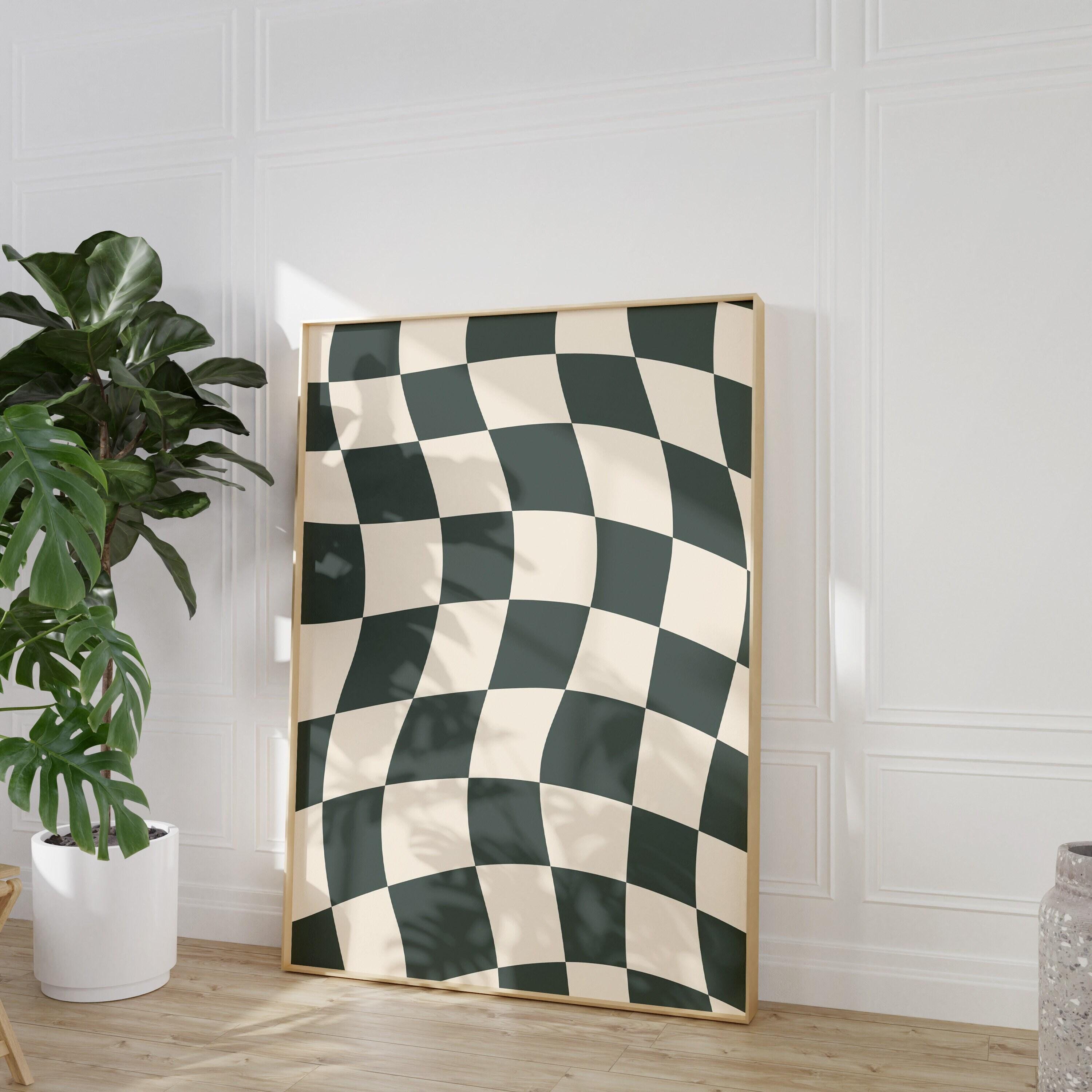 Retro Checkered Wall Art: Black and White Checkerboard Print (digital ...