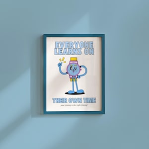 Cartoon muurkunstprint: retro kleurrijk ontwerp (digitale download)