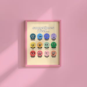 Emotions Art Print: Retro Mood Characters for Kids' Rooms