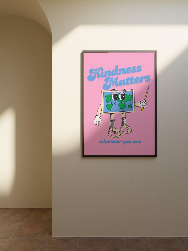 Kindness Matters Art Print: Retro Classroom Poster with Positivity image 3