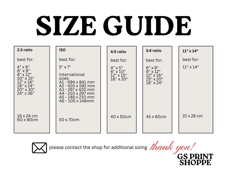 the size guide for a sewing machine