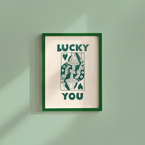 Lucky You Green - Download digitale - Stampa murale - Stampa artistica retrò - Stampa artistica verde - Carta da gioco - Stampa scaricabile, GS Print Shoppe