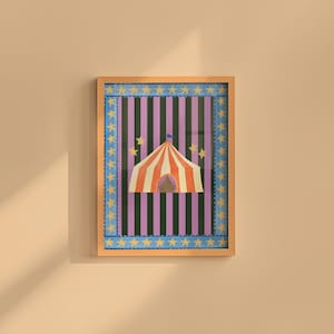 Circus Art Print, Digital Wall Art, Trendy Decor, Abstract Vintage Painting, Kids Room Art, Watercolor Circus Art, GS Print Shoppe