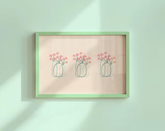 Lámina artística de ramo floral: Decoración floral minimalista (descarga digital)