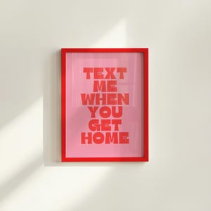 Retro vriendschapskunstprint: sms me als je thuiskomt (digitale download) afbeelding 1