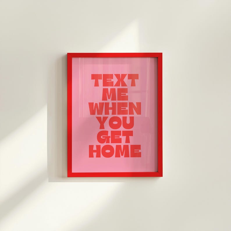 Retro vriendschapskunstprint: sms me als je thuiskomt (digitale download) afbeelding 1