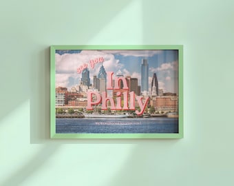 Retro Philadelphia Skyline Print - Vintage City Wall Art Download