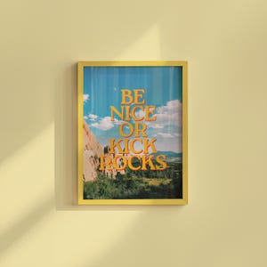 Be Nice Art Print, Bar Cart Art, Good Vibes Art Print, Positivity Art Prints, Positive Decor, Be Nice or Kick Rocks, gs print shoppe