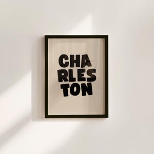 Charleston Art Print,Digital Art Download,Black CHS Wall Art,Cute Trendy Art,CHS Posters,Charleston Wall Poster,Beige Posters