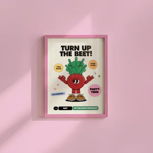 Impresión de estilo retro con encanto, arte de dibujos animados retro para amantes de la comida, póster de comida de inspiración vintage, impresión artística para el aula, póster retro