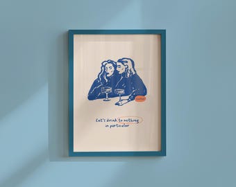 Let&#39;s Drink-Digital Prints-Wall Art-Cocktail Art Print-Minimal Art-bar cart accessories-Cocktail Art-Bar Cart Prints-Happy Hour Art Prints