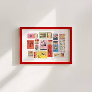 Vintage Matchbox Print, Trendy Matches Poster, Retro Matchbook Wall Art, Bar Cart Aesthetic Print for Apartment, Instant Digital Download