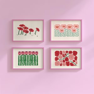 Floral Art Prints Set: Abstract Botanical Wall Decor (Instant Download)