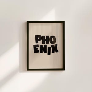Phoenix Art Print: Black Lettering on Beige (Digital Download)