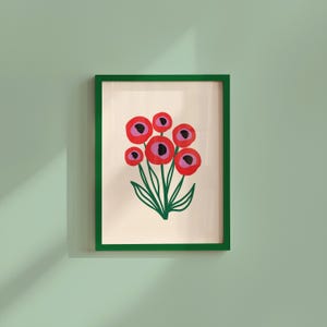 Blumenstrauß, Blumenkunst, Blumenstrauß, Blumendekor, bunter Druck, Mädchen Schlafzimmer, Geschenkidee, Inspirationskunst, minimalistische Kunst
