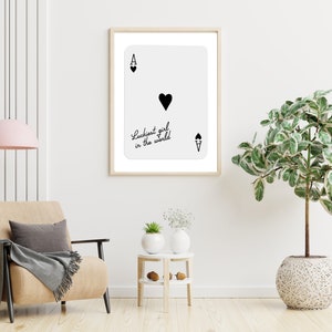 Ace of Hearts,Lucky Girl Quote,Retro Card Posters,Lucky Girl Syndrome Art,Trendy Wall Art,Aesthetic Print,Dorm Art,Ace of Hearts Art image 6