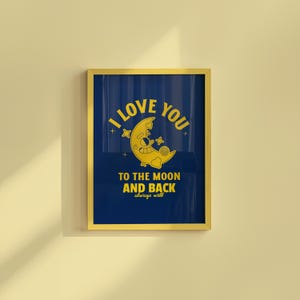 Love you to the moon and back, kids art print, kids room art, kids bedroom, playroom decor, moon and stars print, kids print, moon poster
