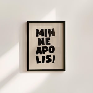 Minneapolis Art Print,Digital Art Download,Black Minneapolis Wall Art,Cute Trendy Art,Minneapolis Posters,Minneapolis Poster,Beige Posters