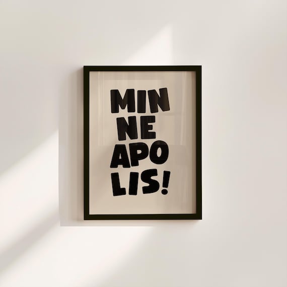Minneapolis Typography Art Print: Black & Beige Poster (Digital Download)