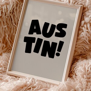 Austin Art Print,digital Art Download,black Austin Wall Art,cute Trendy ...