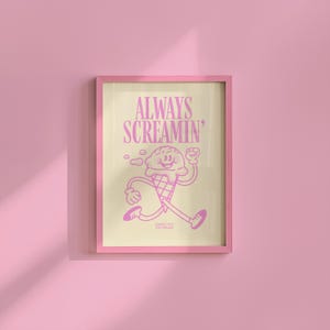 Decoración estética, arte culinario bonito, impresión de pared para cocina, dibujos animados minimalistas, impresión artística de helado, arte retro de helado, impresión de arte mural