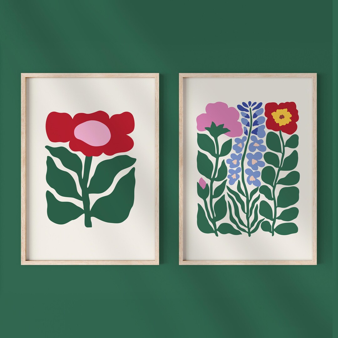 Floral Wall Art Set: Abstract Prints - Digital Download - Etsy