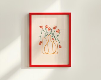 Impresión artística de un ramo de flores: Decoración minimalista para el hogar (descarga digital)