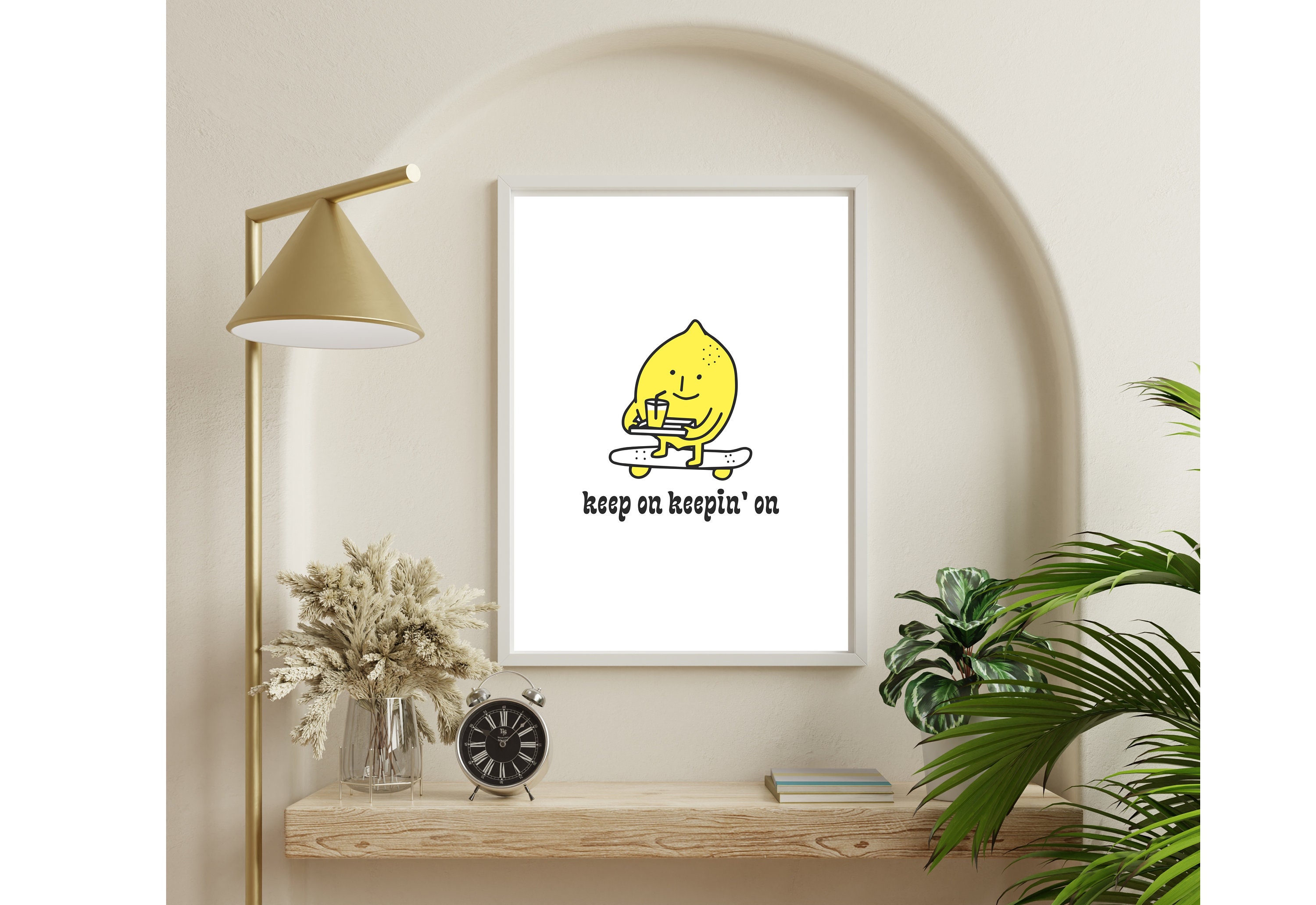 Keep on On, Retro Downloadable Feelings Lemon Art, - Digital Etsy Art, Oversized Keeping Quote, Wall Cartoon, Prints Art Poster, Emotions Art, Mood