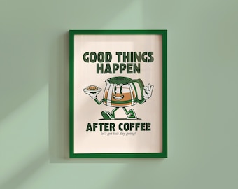 Coffee Wall Art Print: Retro Style - Digital Download