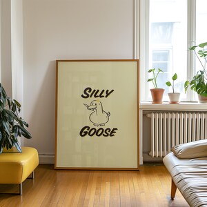 Silly Goose Art,Funny Goose Art Print,Girly Print,Silly Animal Art Print,large Wall Art,Funny Art,Yellow Art,Edgy Art Print