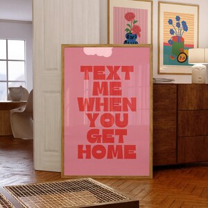 Retro vriendschapskunstprint: sms me als je thuiskomt (digitale download) afbeelding 6