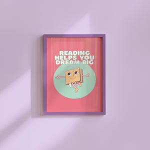 Reading Helps You Dream Big, Classroom Prints, Digital, Classroom decor, Motivational poster, Kids Room Decor, School Poster, Wall Art Print